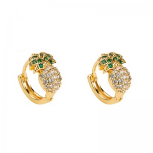 Kevät- ja kesäiset uudet eurooppalaiset ja amerikkalaiset rajat ylittävät ananaksen muotoiset korvakorut naispuoliset kupariset mikroupotettavat zirkoni Etelä-Korea söpöt yksinkertaiset korvakorut